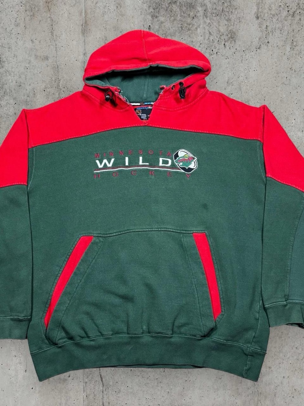 Minnesota Wild NHL HockeyRules Pullover Hoodie Large Green Red Hockey Sweater